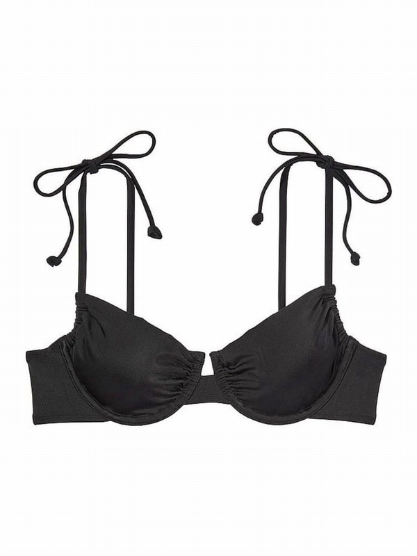 Black Victoria Secret Shine Bikini Top | QXKSW7204