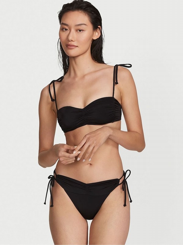 Black Victoria Secret Shine Brief Bikini Bottom | TSWPE7283