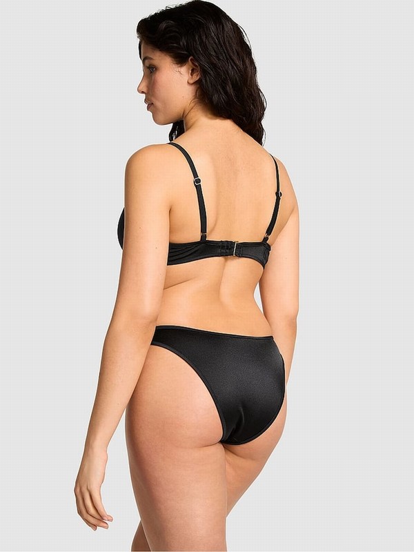 Black Victoria Secret Shine Frankies Buttercup Scoop Bikini Top | OCVWD8246