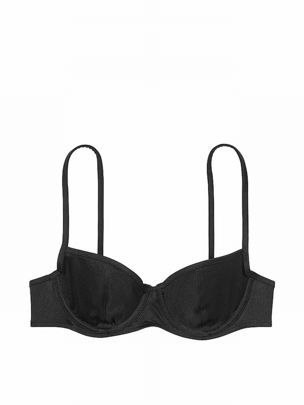 Black Victoria Secret Shine Frankies Buttercup Scoop Bikini Top | OCVWD8246