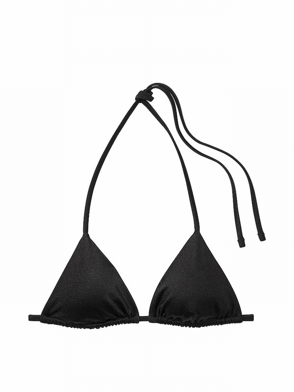 Black Victoria Secret Shine Frankies Cape May Triangle Bikini Top | KJFHV5970
