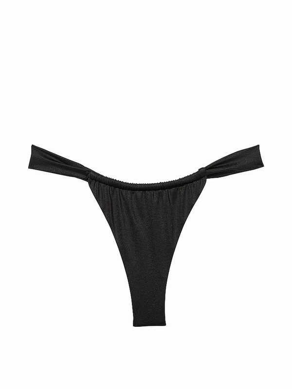 Black Victoria Secret Shine Frankies Reilly Bikini Bottom | IROEZ5629