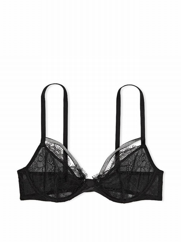 Black Victoria Secret Shine Lowcut Demi Bras | FVKZN9526