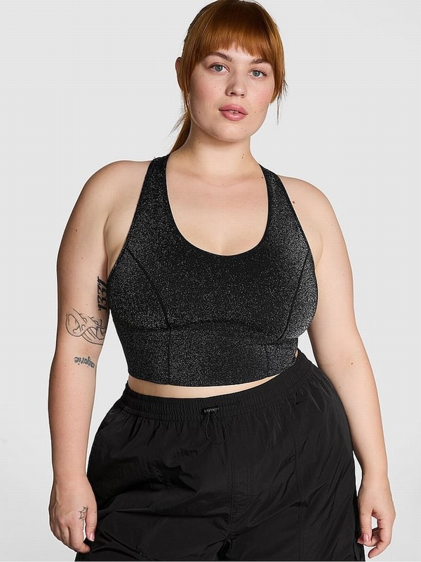 Black Victoria Secret Shine Sports Bra | LXGWC3970