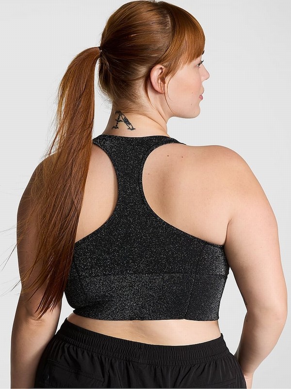 Black Victoria Secret Shine Sports Bra | LXGWC3970