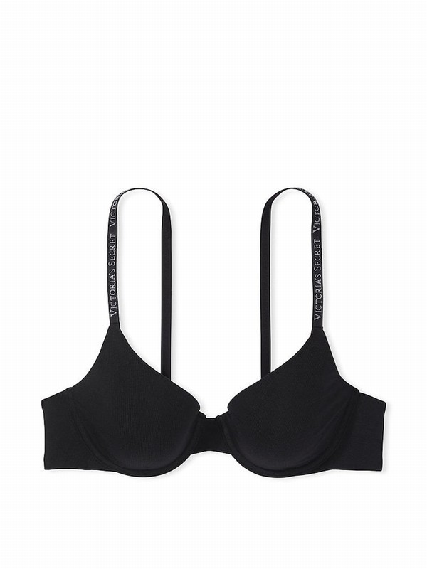 Black Victoria Secret Smooth Demi Lightly Lined Bras | DCPJO1624