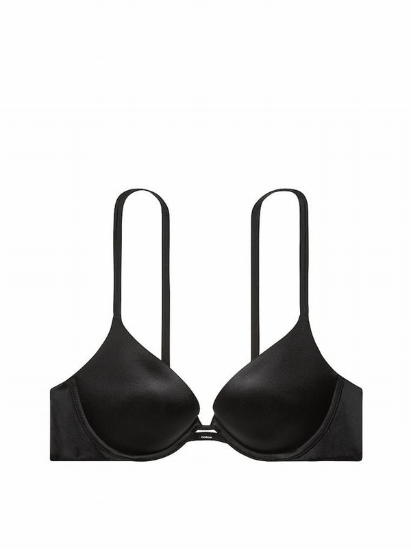 Black Victoria Secret Smooth Plunge Push Up Bras | LKZOF8791
