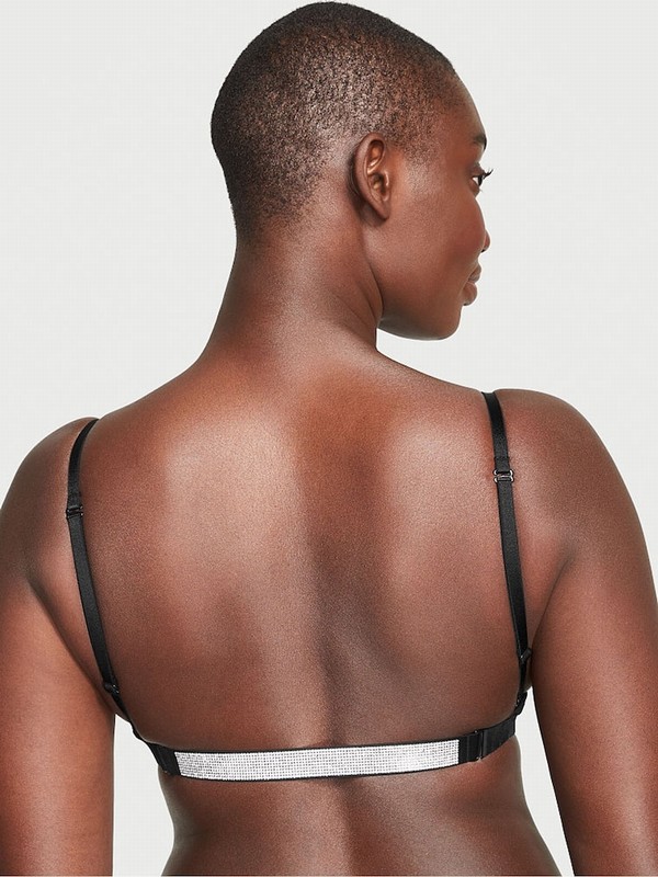 Black Victoria Secret Smooth Plunge Shine Multiway Bras | VFHUX7621