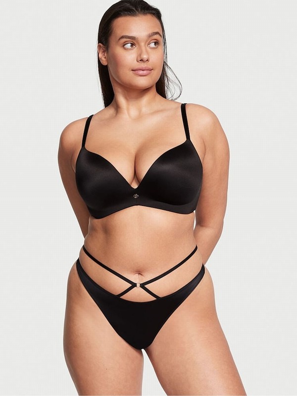 Black Victoria Secret Smooth Thong Underwear | YOTNE0728