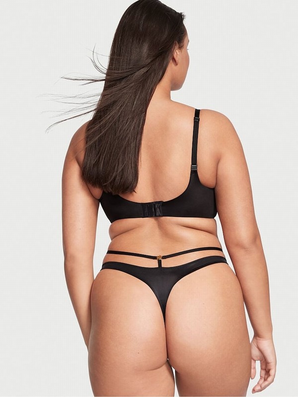 Black Victoria Secret Smooth Thong Underwear | YOTNE0728