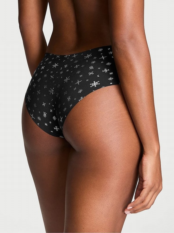Black Victoria Secret Snowflakes Cheeky Underwear | SXQZE2174