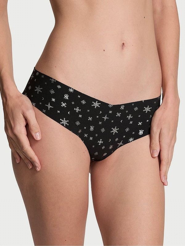 Black Victoria Secret Snowflakes Thong Underwear | ATORK1876