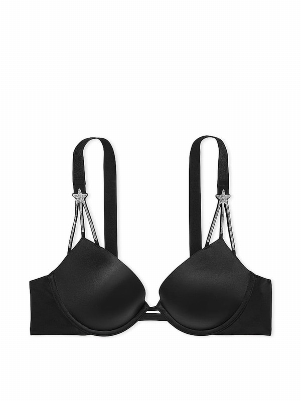 Black Victoria Secret Star Shine Push Up Bras | JQARP8975
