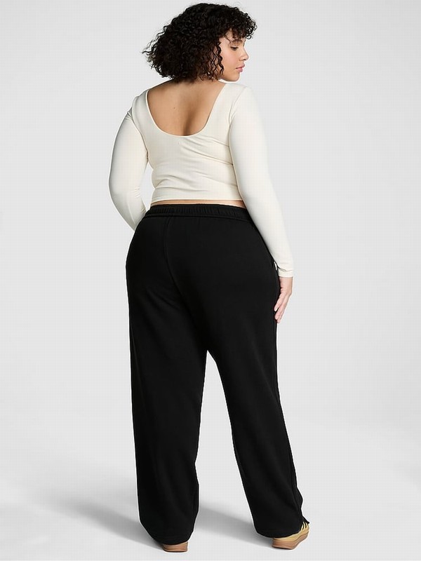 Black Victoria Secret Straight Leg Fleece Joggers | VPXHF7891