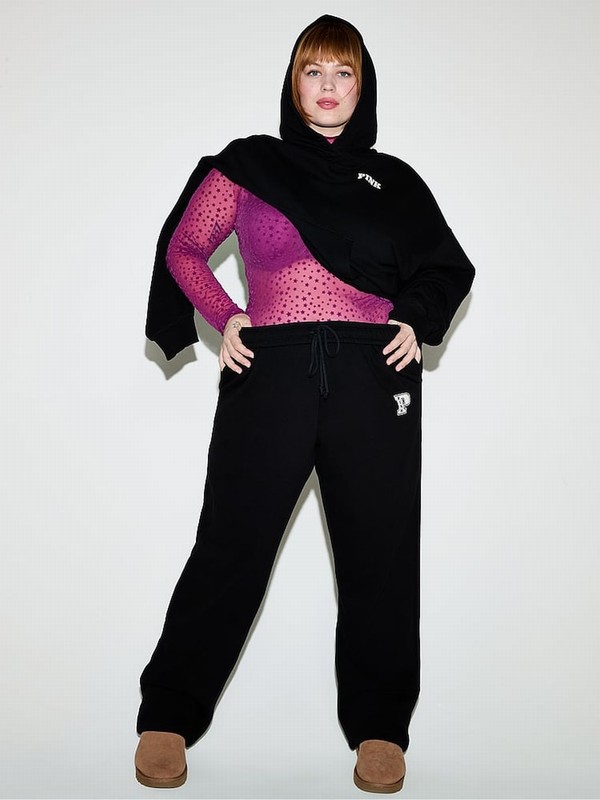 Black Victoria Secret Straight Leg Fleece Joggers | VPXHF7891