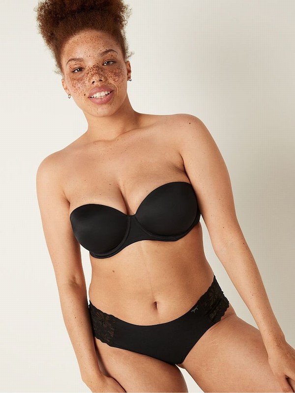 Black Victoria Secret Strapless Multiway Push Up Smooth Push Up Bras | DNKOL5279