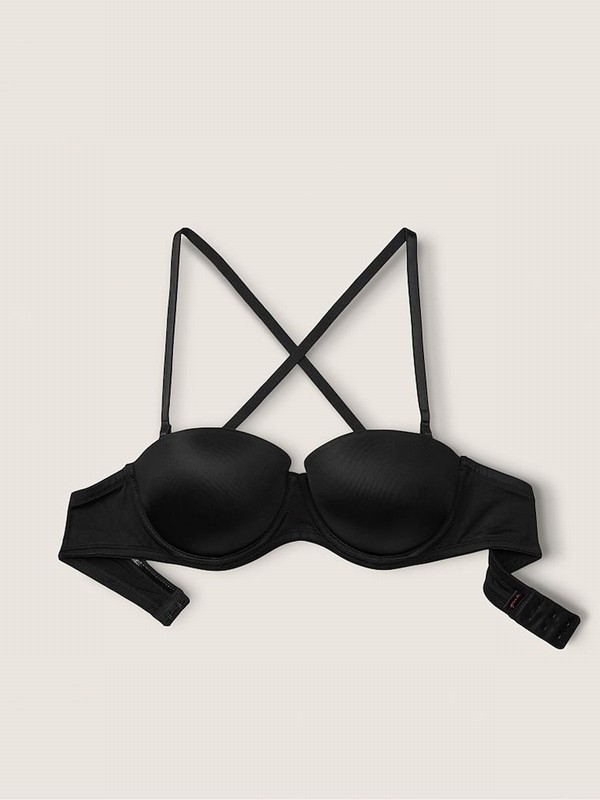 Black Victoria Secret Strapless Multiway Push Up Smooth Push Up Bras | DNKOL5279