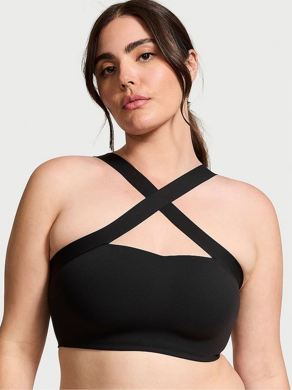Black Victoria Secret Strappy Cross Front Bras | CEXIF3045