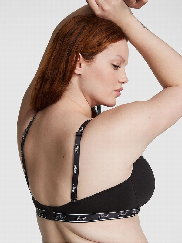 Black Victoria Secret T Shirt Cotton Logo Bras | JMCIQ1980