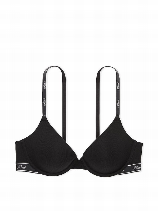 Black Victoria Secret T Shirt Cotton Logo Bras | JMCIQ1980