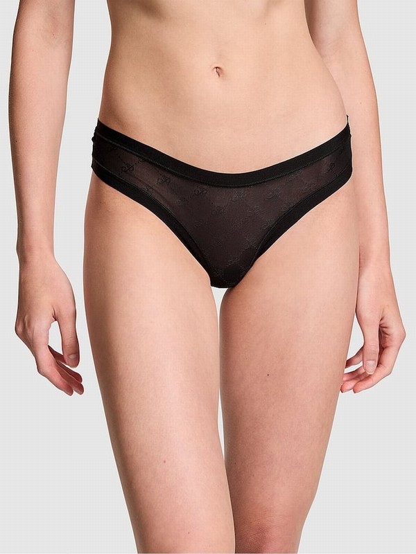 Black Victoria Secret Thong No Show Underwear | AYUBM8153