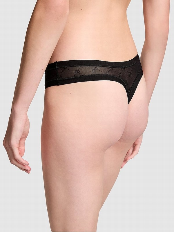 Black Victoria Secret Thong No Show Underwear | AYUBM8153