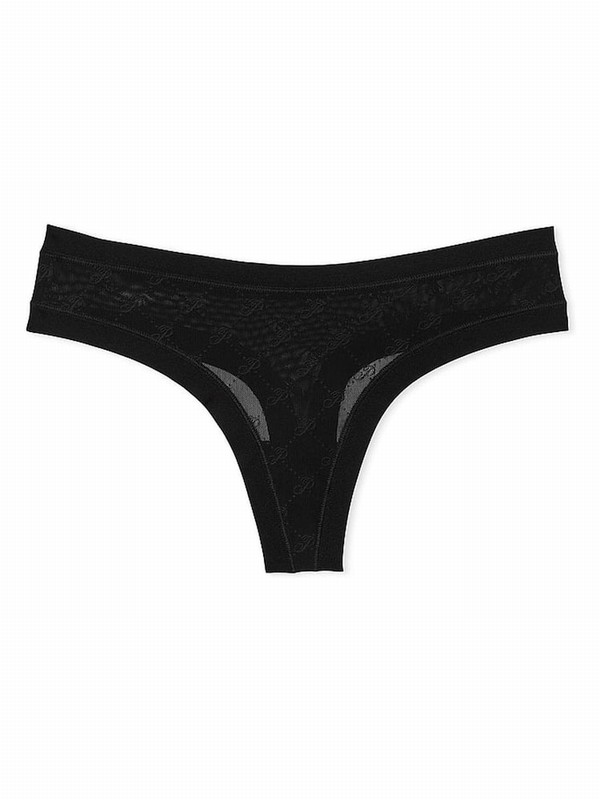 Black Victoria Secret Thong No Show Underwear | AYUBM8153