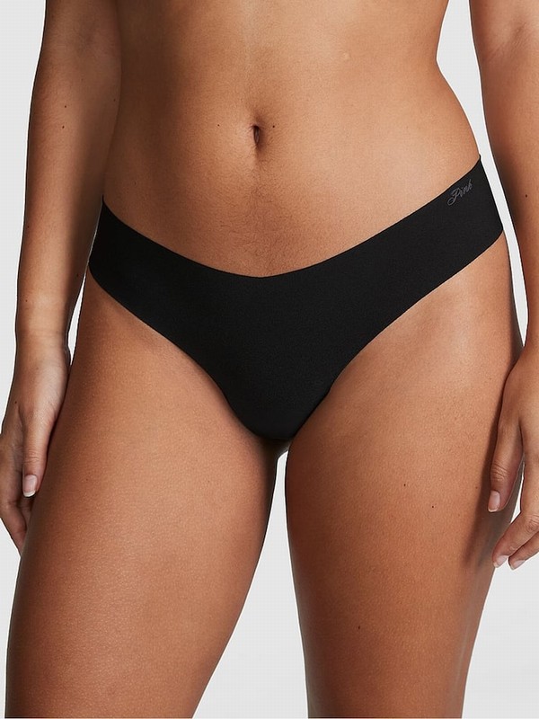Black Victoria Secret Thong No Show Underwear | FOKMQ8354