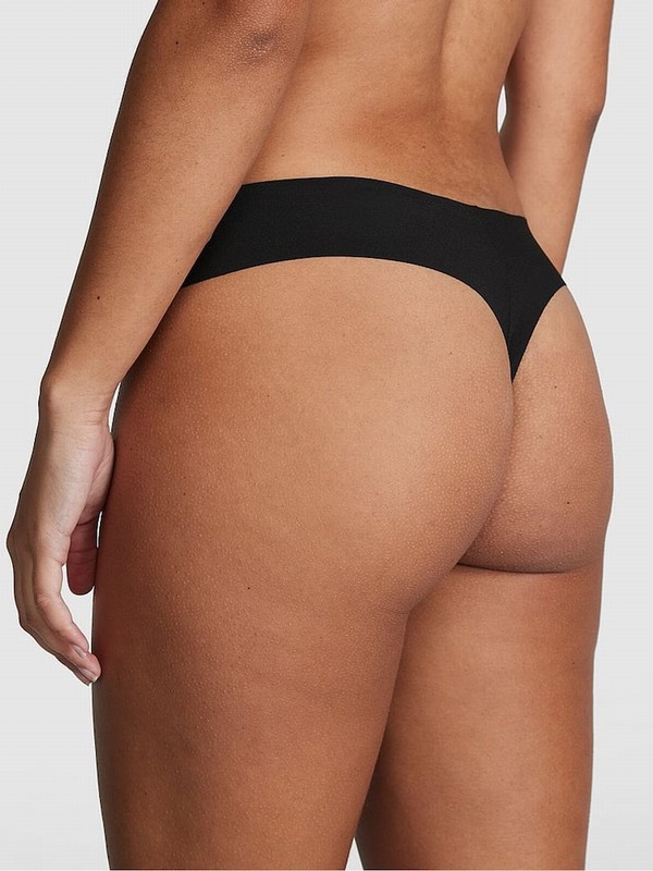 Black Victoria Secret Thong No Show Underwear | FOKMQ8354