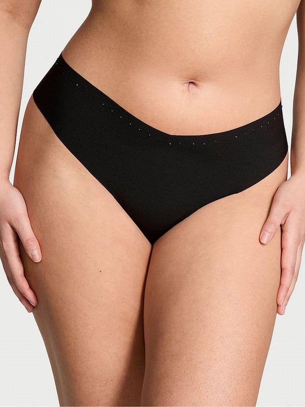 Black Victoria Secret Thong Shine Trim Underwear | MKIEG1937