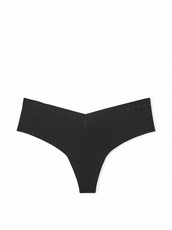 Black Victoria Secret Thong Shine Trim Underwear | MKIEG1937