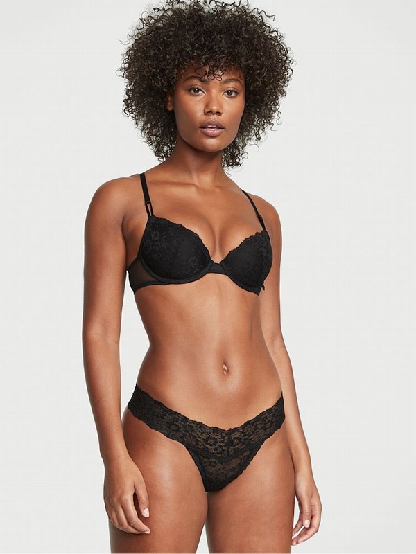 Black Victoria Secret Thong Underwear | QODHF0643
