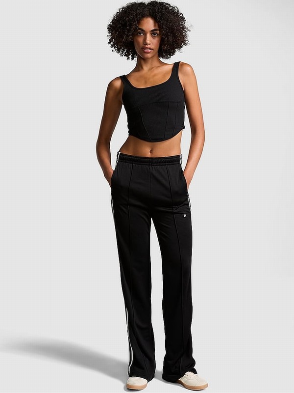 Black Victoria Secret Tracksuit Bottoms Joggers | ETGYU6894