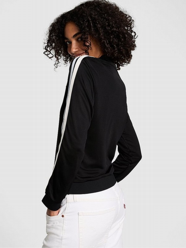Black Victoria Secret Tracksuit Full Zip Jackets | XJHEB5346