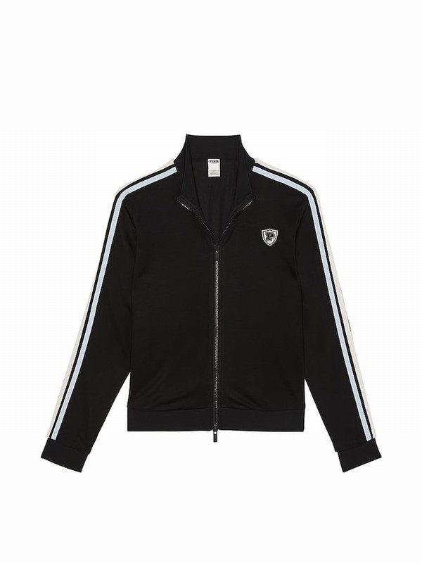 Black Victoria Secret Tracksuit Full Zip Jackets | XJHEB5346