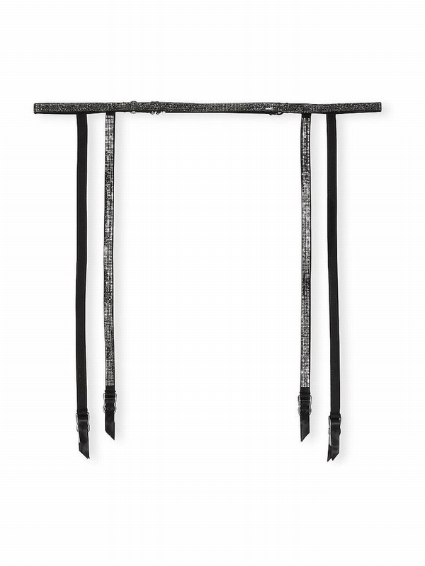 Black Victoria Secret Twinkle Shine Strap Suspenders Lingerie | ZCQNX0129