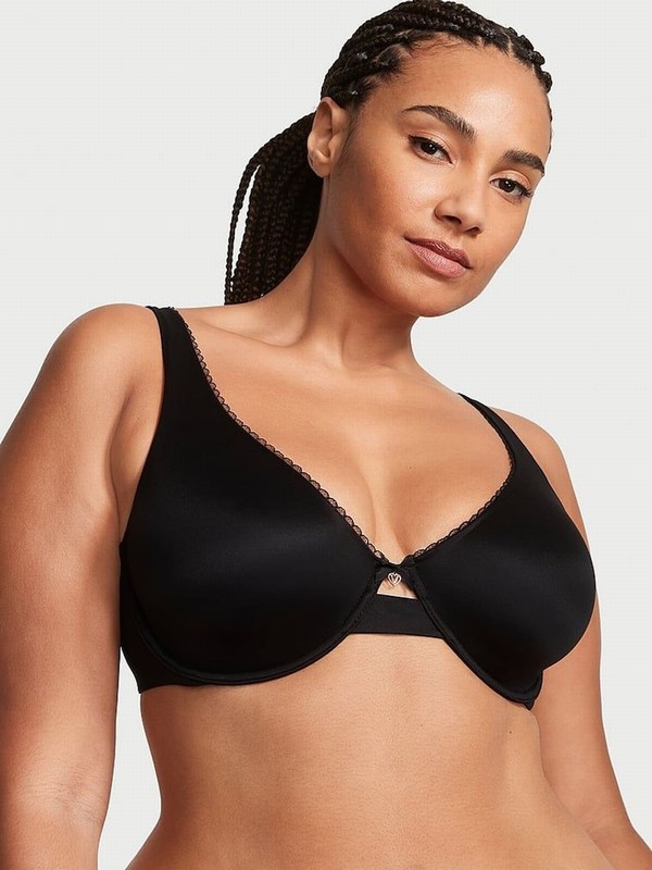 Black Victoria Secret Unlined Demi Invisible Lift Minimiser Bras | MEZRO8254