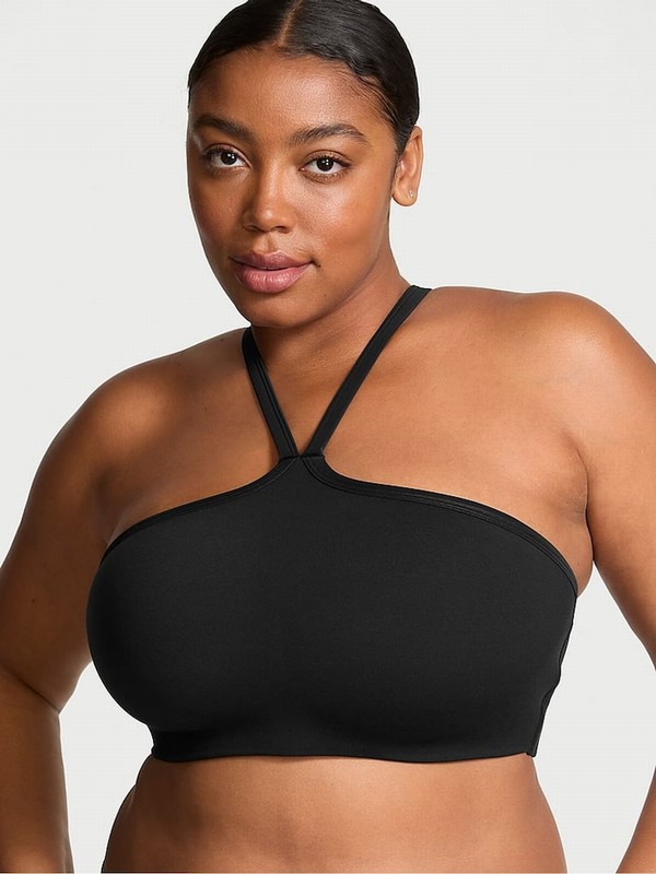 Black Victoria Secret VSX Activate™ Leather Mix Convertible Bandeau Bras | VYOGE7193