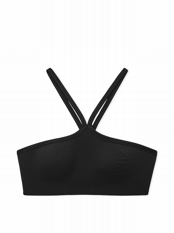 Black Victoria Secret VSX Activate™ Leather Mix Convertible Bandeau Bras | VYOGE7193