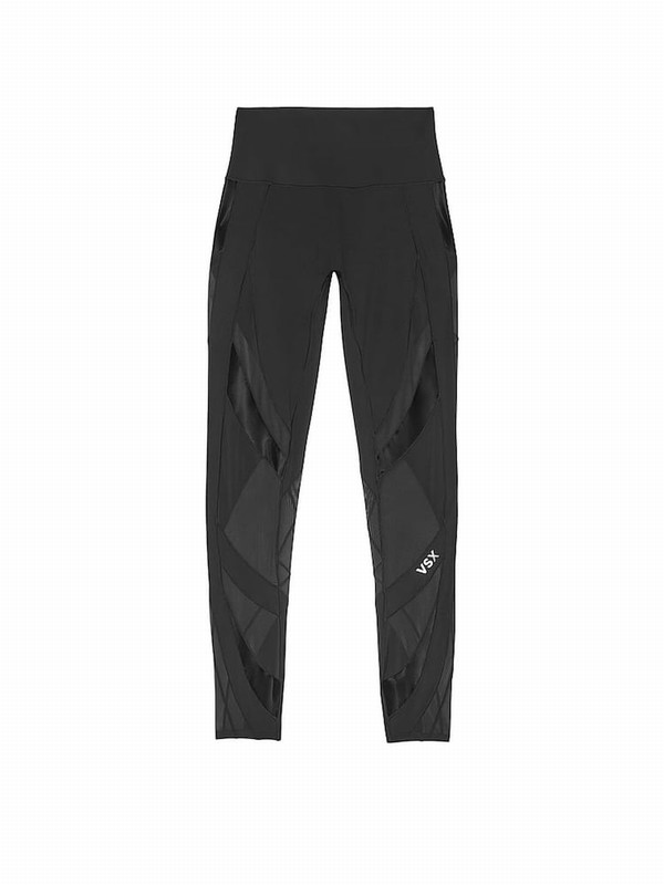 Black Victoria Secret VSX Activate™ Sheer Illusion Leggings | XSZWY1527