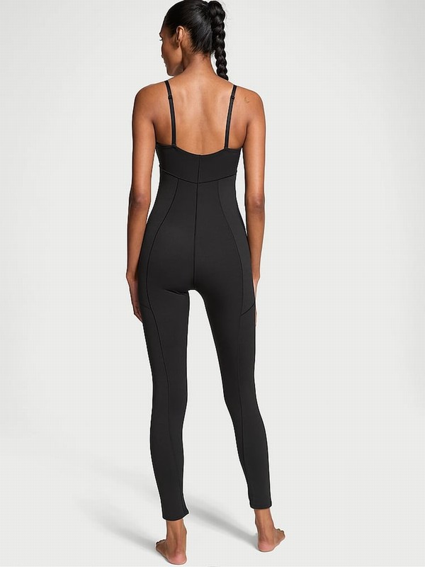 Black Victoria Secret VSX Elevate Balconette Jumpsuit | ILYQG4762