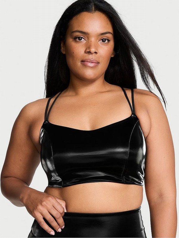 Black Victoria Secret VSX Elevate™ Strappy Matte Shine Low Impact Bras | OGKRE1890