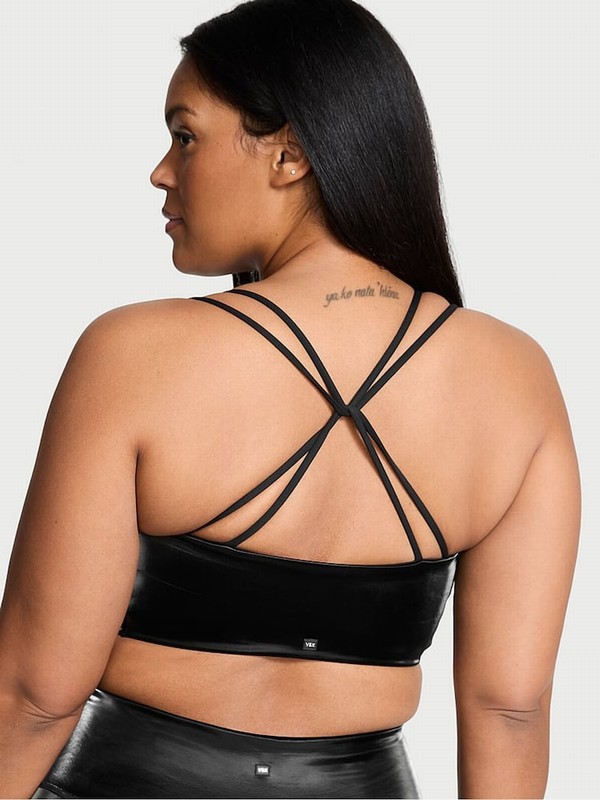 Black Victoria Secret VSX Elevate™ Strappy Matte Shine Low Impact Bras | OGKRE1890