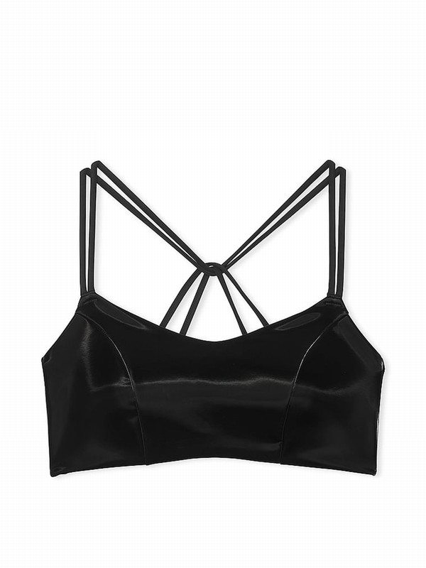 Black Victoria Secret VSX Elevate™ Strappy Matte Shine Low Impact Bras | OGKRE1890