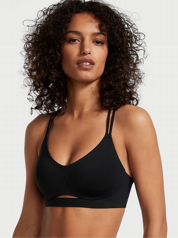 Black Victoria Secret VSX Elevate™ Strappy Comfort Low Impact Sports Bra | KHOZG5847