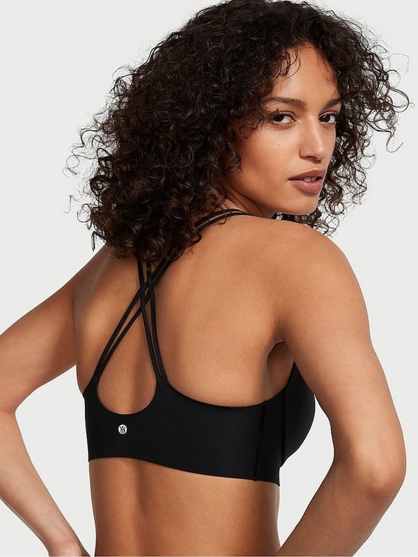 Black Victoria Secret VSX Elevate™ Strappy Comfort Low Impact Sports Bra | KHOZG5847