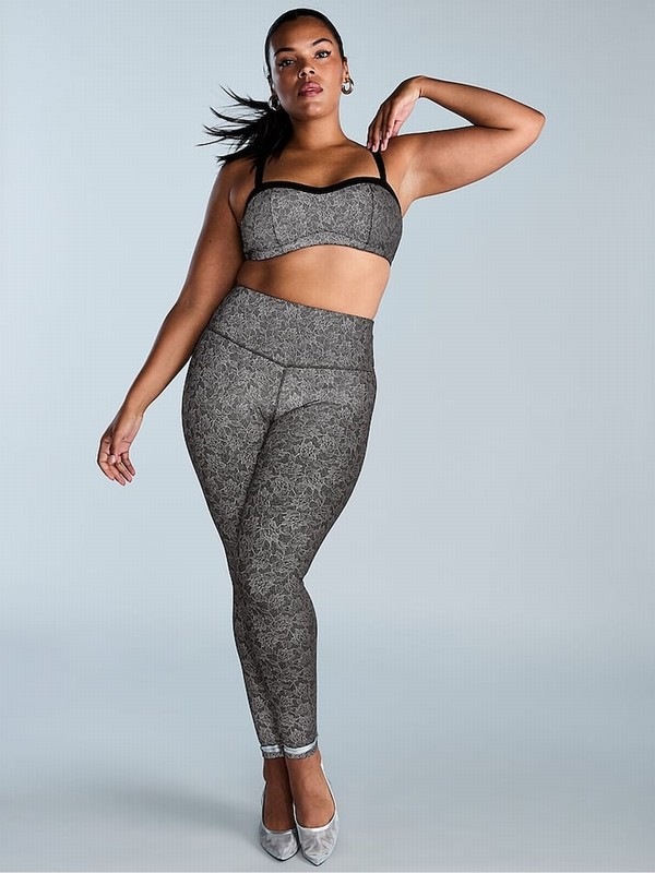 Black Victoria Secret VSX Fearless Reflective Lace Leggings | WJDNV5862