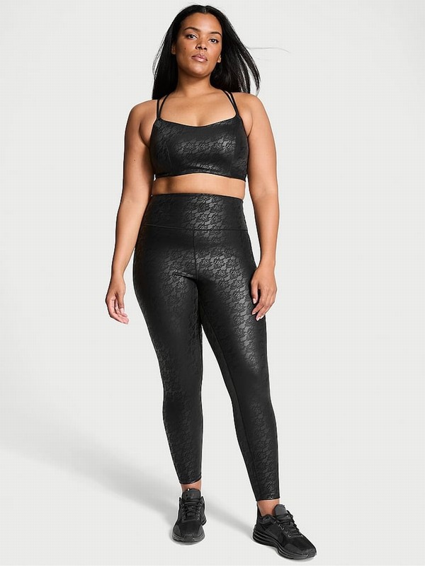 Black Victoria Secret VSX Lace Leather Leggings | DRXIO7452