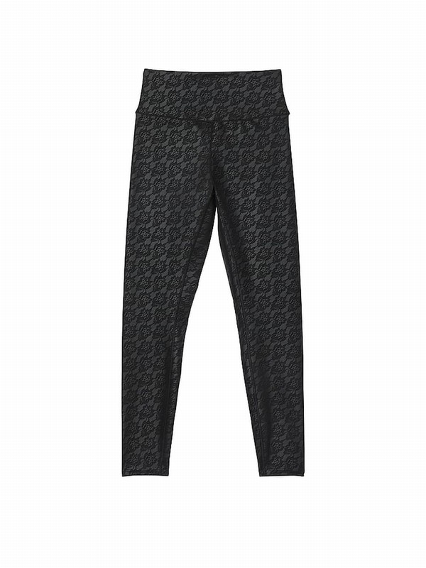 Black Victoria Secret VSX Lace Leather Leggings | DRXIO7452