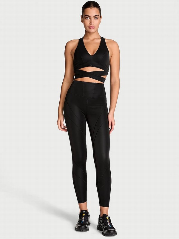 Black Victoria Secret VSX Leather Corset Leggings | RELDP6157